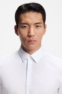 Slim-fit shirt in easy-iron cotton poplin, White