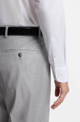 Slim-fit shirt in easy-iron cotton poplin, White