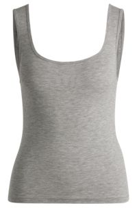 Pyjama tank top in stretch fabric with logo print, Grey