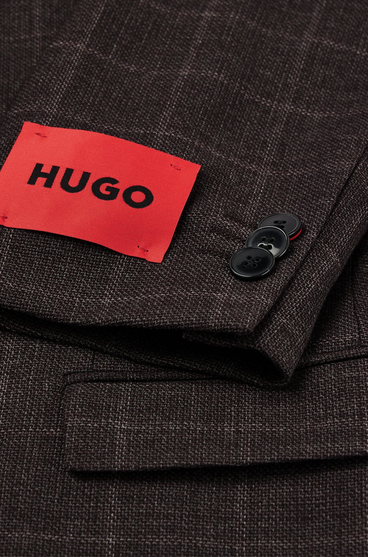 HUGO - Extra-slim-fit suit in a checked wool blend