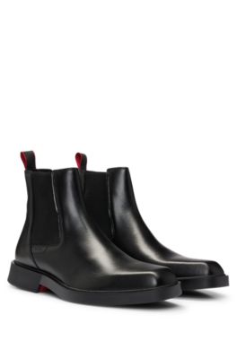 HUGO Nappa leather Chelsea boots with logo detail Black