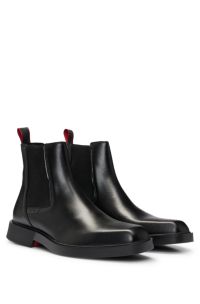 Nappa-leather Chelsea boots with logo detail, Black