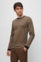 Long-sleeved cotton-blend T-shirt with ottoman structure, Brown