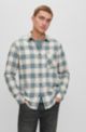 Regular-fit shirt in checked cotton flannel, Light Beige