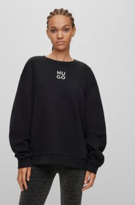 HUGO - Relaxed-fit sweatshirt with embossed stacked logo