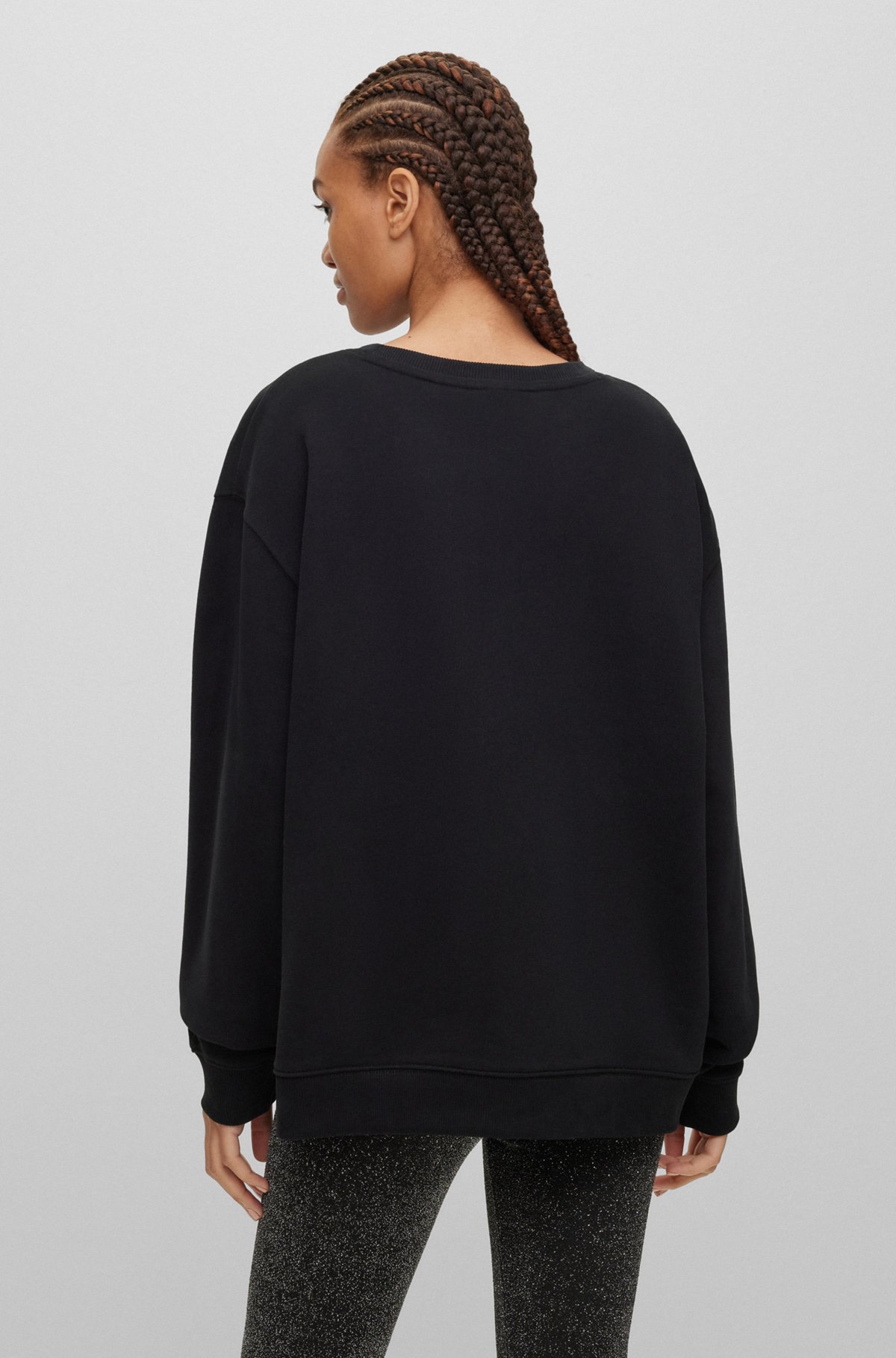 Relaxed-fit sweatshirt with embossed stacked logo, Black