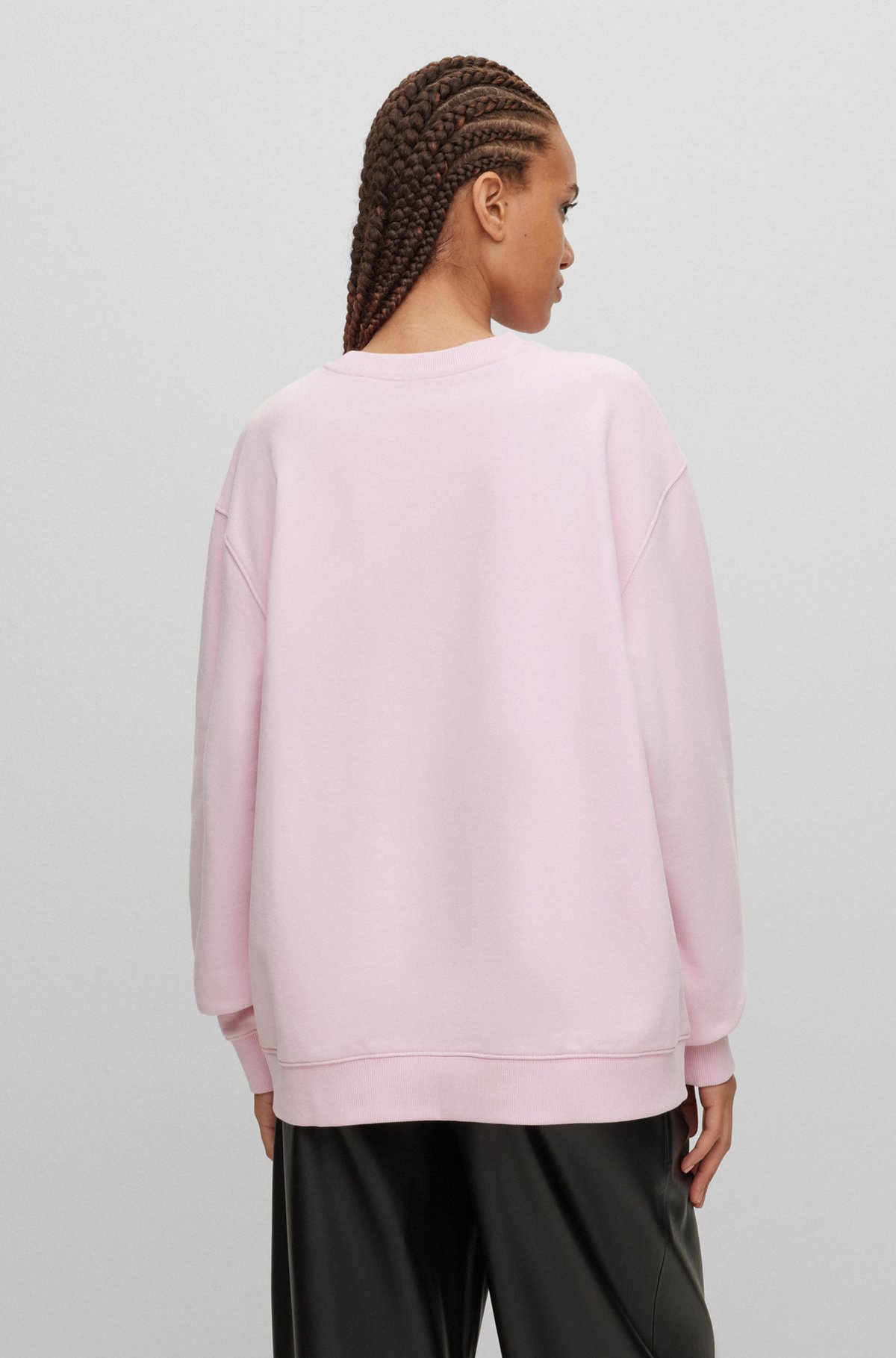 Relaxed-fit sweatshirt with embossed stacked logo, light pink