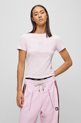 T-shirt femme manches courtes - Guitare - rose et argent 11290