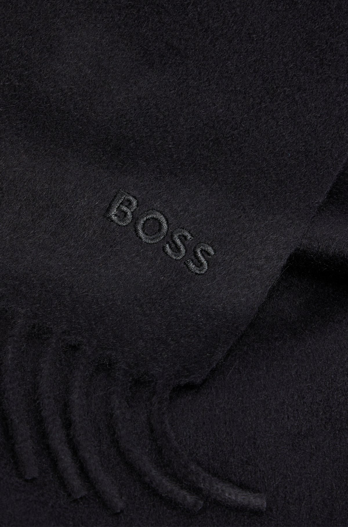 BOSS - Schal aus reinem italienischem Kaschmir mit Fransen und Logo- Stickerei