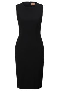 Sleeveless shift dress in responsible wool with natural stretch, Black