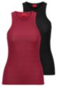 Gift-boxed set of two glitter-effect tank tops, Black / Red
