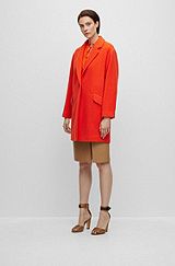 Formal coat in boiled fabric with virgin wool, Orange
