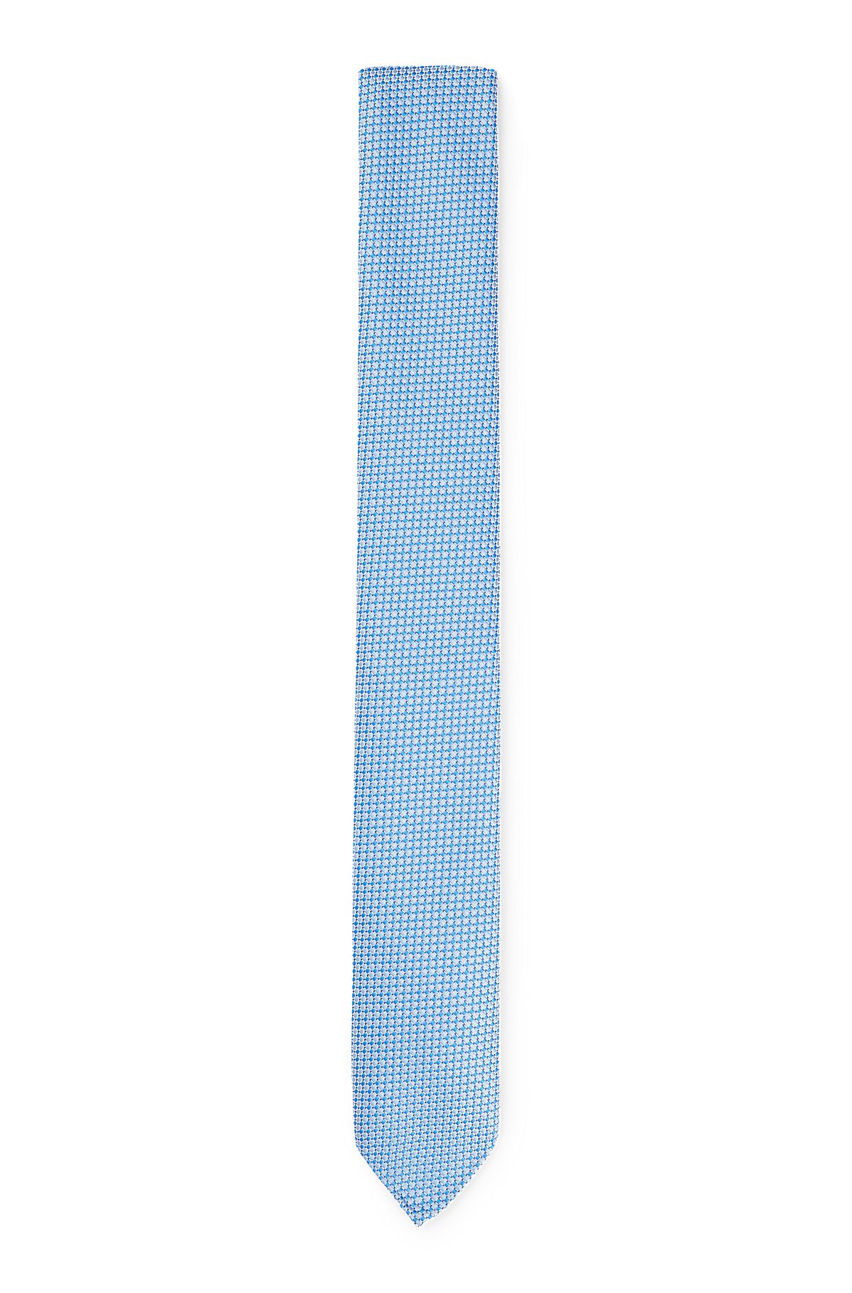 Micro-patterned tie in recycled fabric, Light Blue