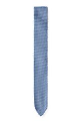 Micro-patterned tie in recycled fabric, Light Blue