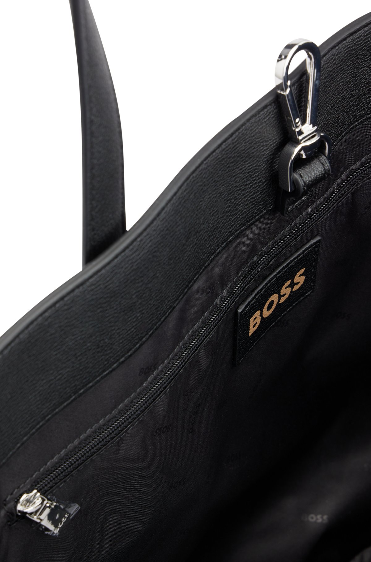 Tote bag in faux leather with debossed logo, Black