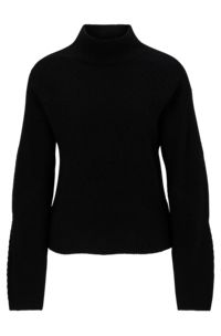Knitted sweater with mock neckline, Black