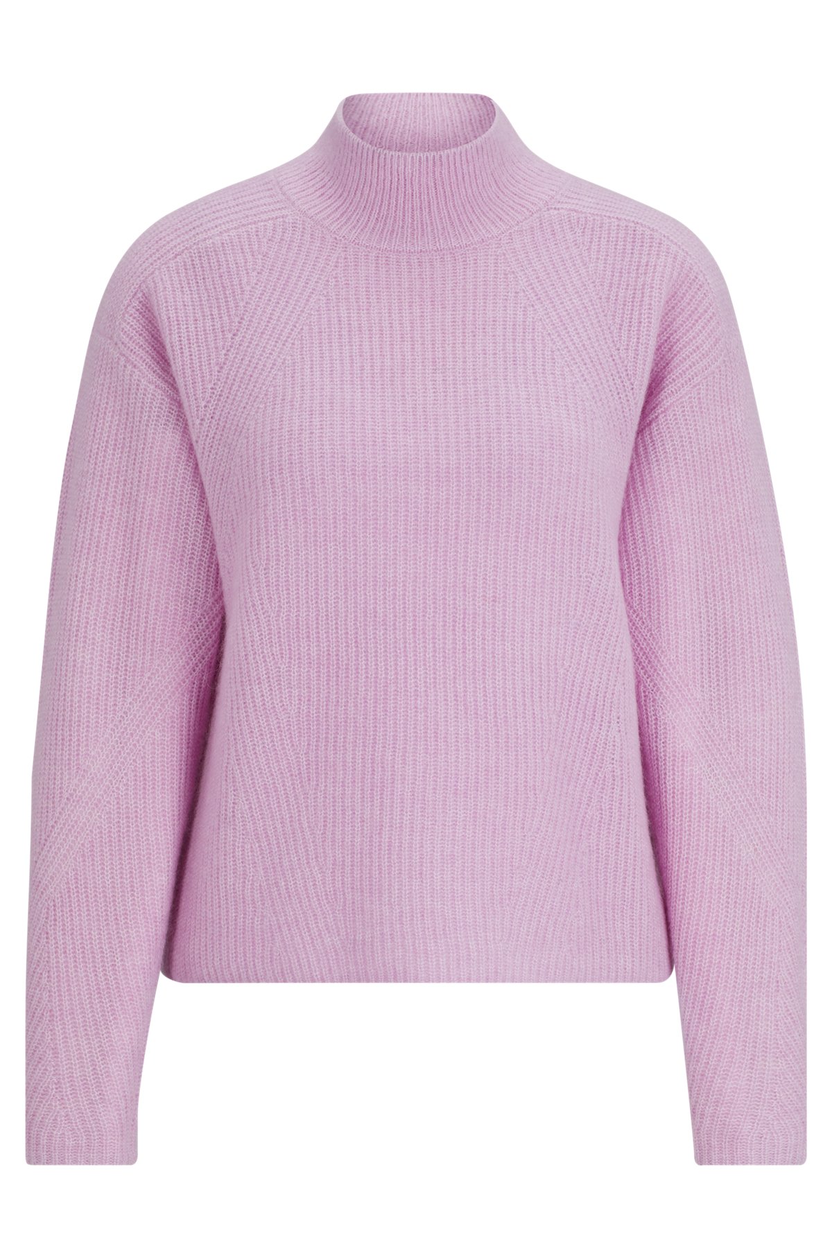 Knitted sweater with mock neckline, light pink