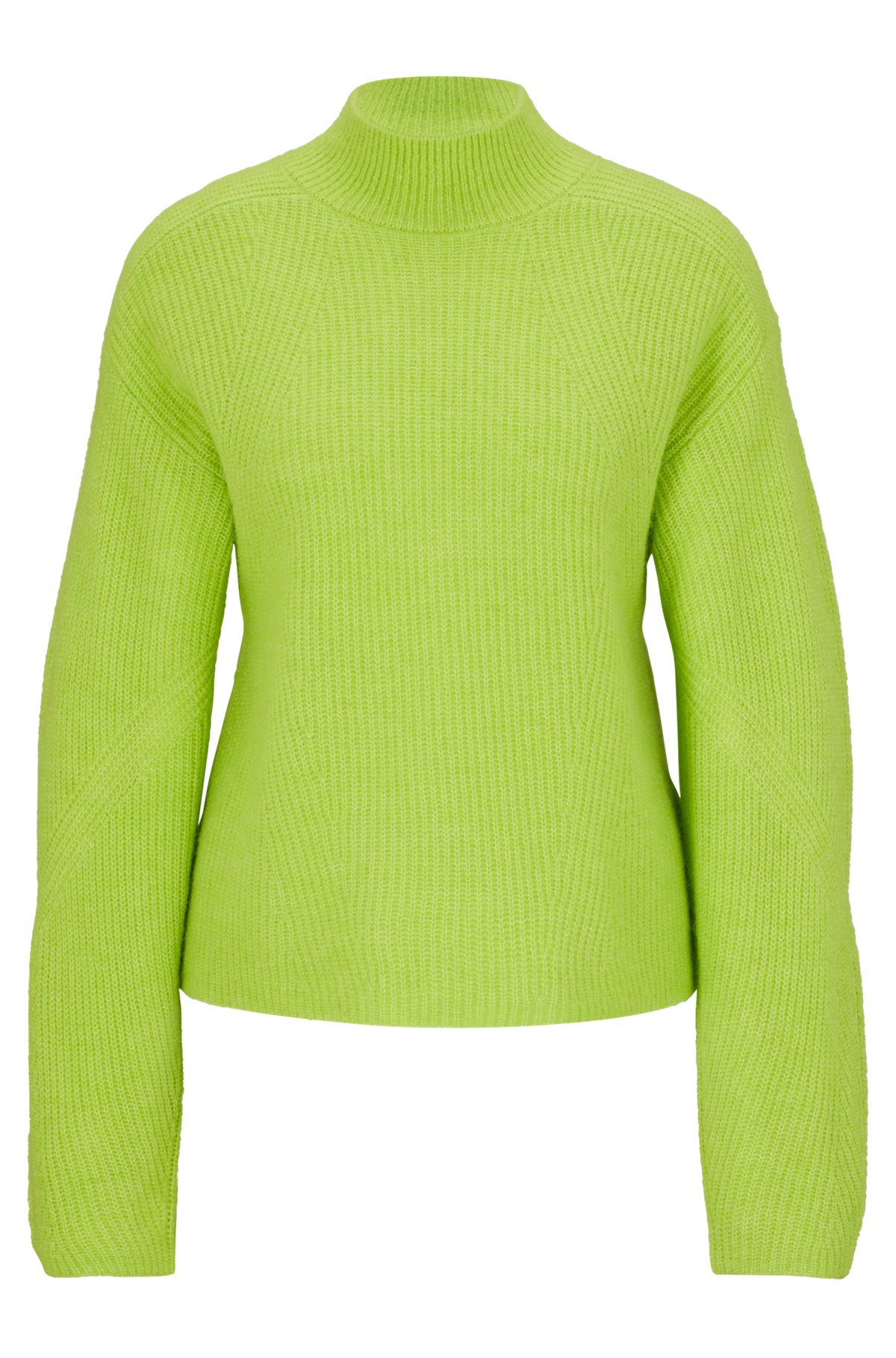 Knitted sweater with mock neckline, Yellow