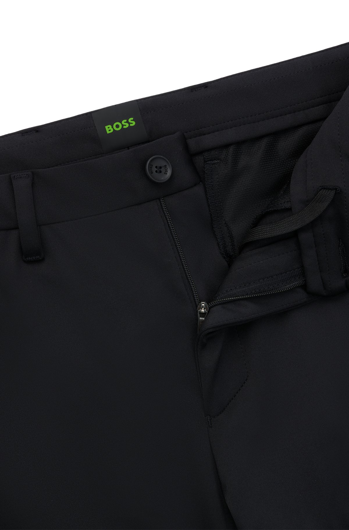 Slim-fit trousers in waterproof softshell material, Black