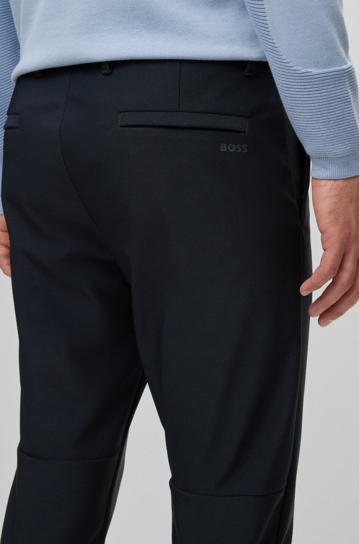 Slim-fit trousers in waterproof softshell material, Dark Blue