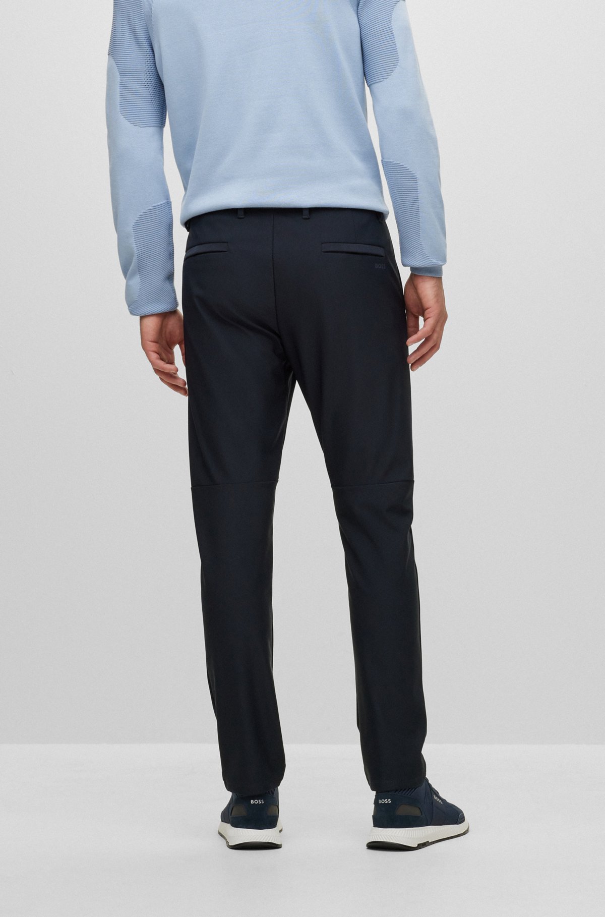 Slim-fit trousers in waterproof softshell material, Dark Blue