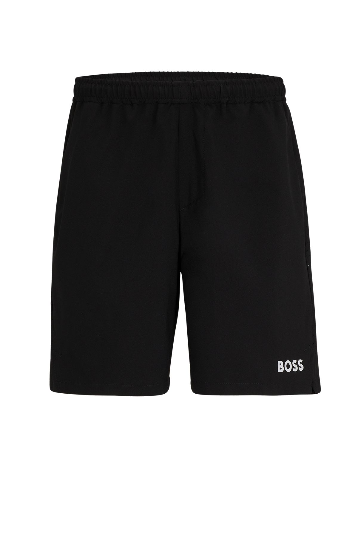 BOSS x Matteo Berrettini Wasserabweisende Shorts mit Logo-Print, Schwarz