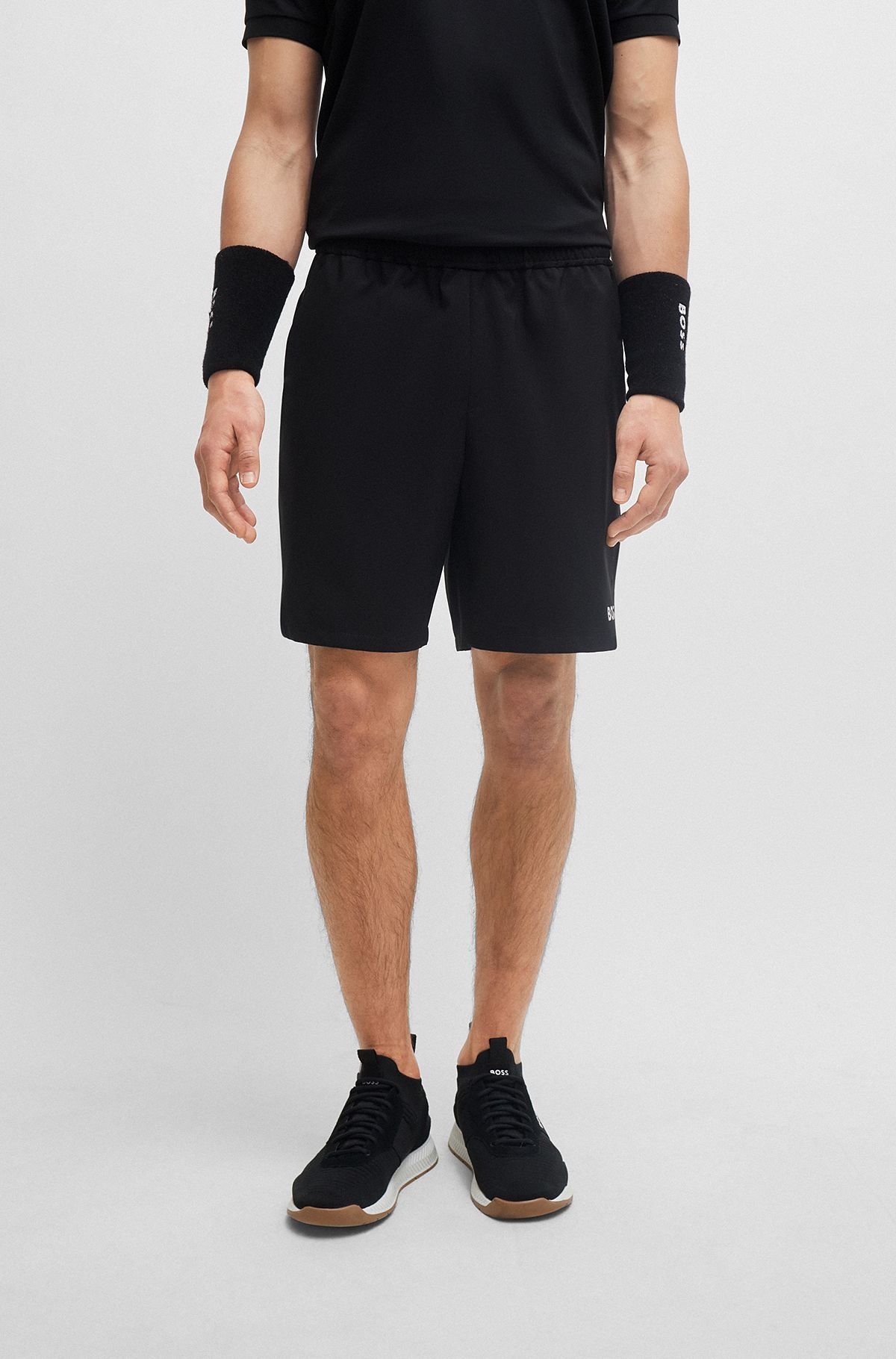 BOSS x Matteo Berrettini water-repellent shorts with logo print, Black