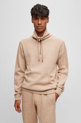 BOSS - Zip-neck sweater in cotton and virgin wool