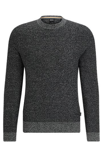 Herringbone-structured sweater in virgin wool and cotton, Hugo boss