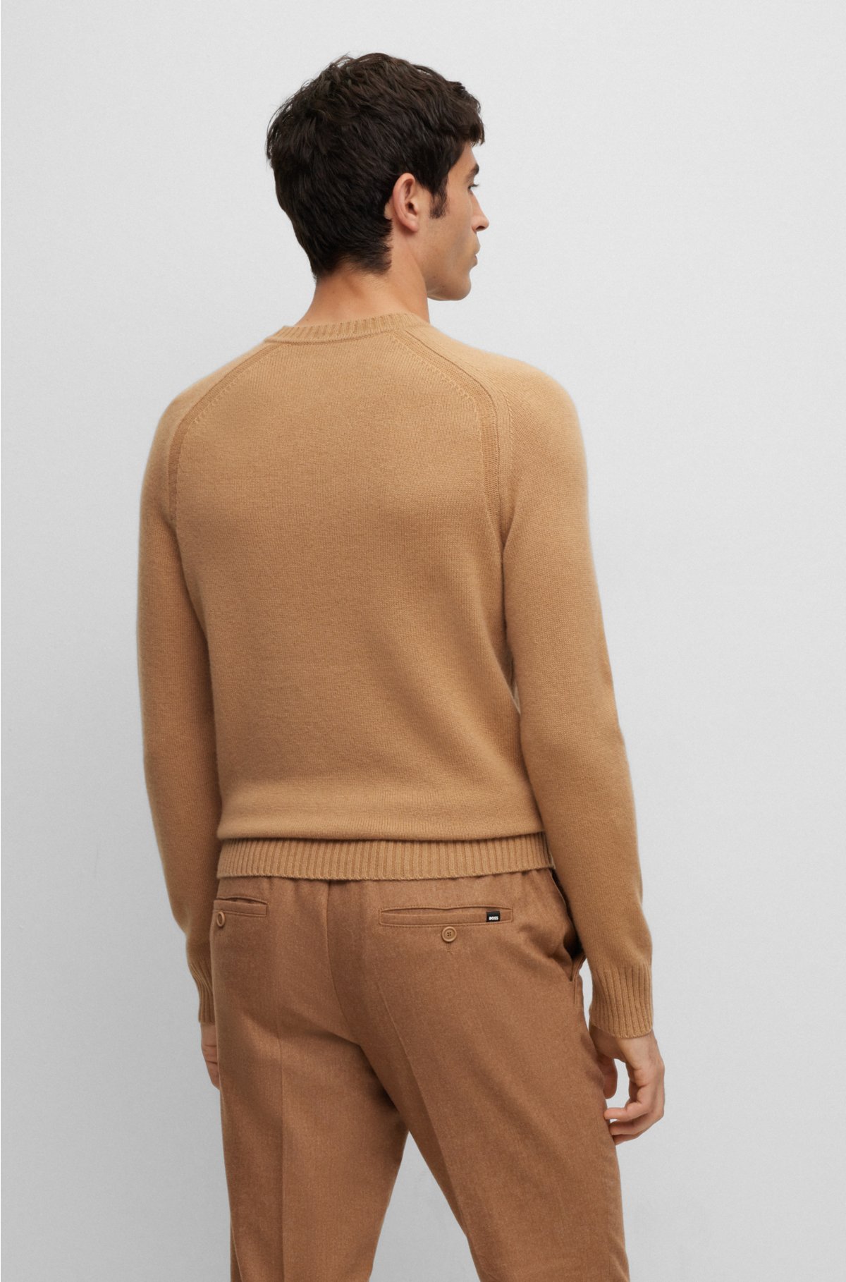Regular-fit sweater in cashmere, Beige