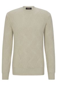 Pullover aus Schurwolle und Kaschmir mit verschiedenen Strickmustern, Hellbeige