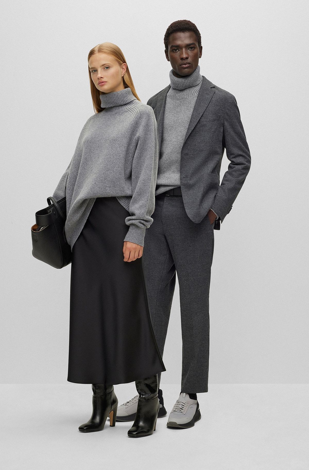 Modern Grey Turtleneck Sweaters for Men by HUGO BOSS