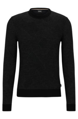 Hugo Boss Virgin-wool Sweater With Two-tone Monogram Jacquard