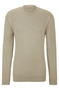 Mock-neck sweater in knitted silk, Natural