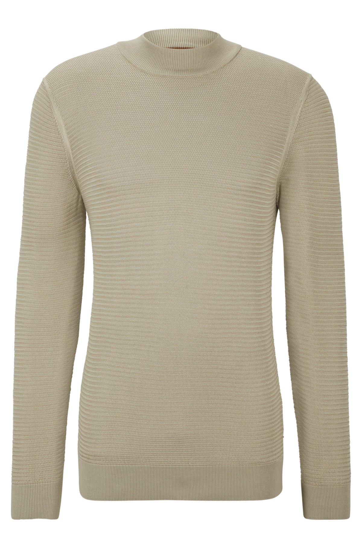 Mock-neck sweater in knitted silk, Natural