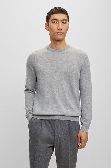 Regular-fit sweater in cashmere, Silver