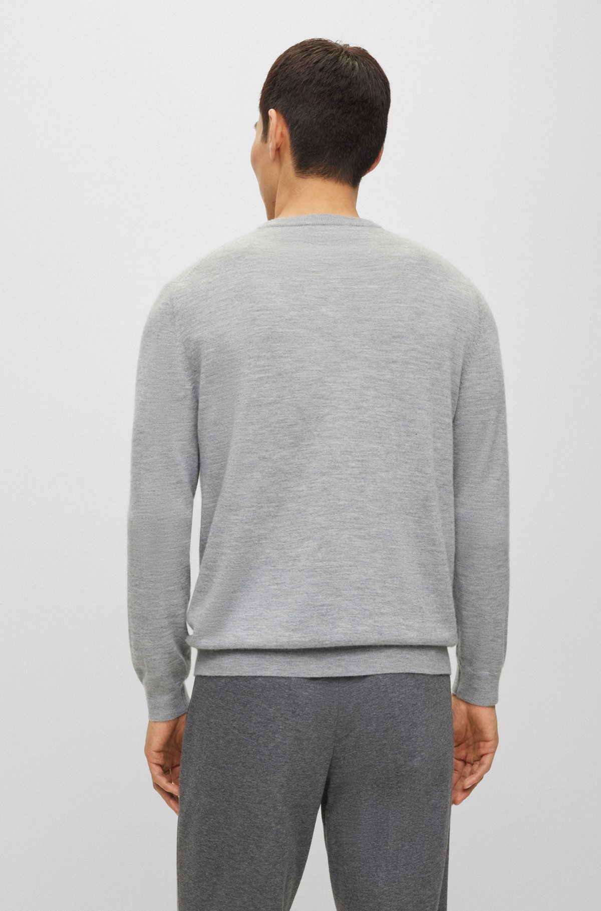 Regular-fit sweater in cashmere, Silver