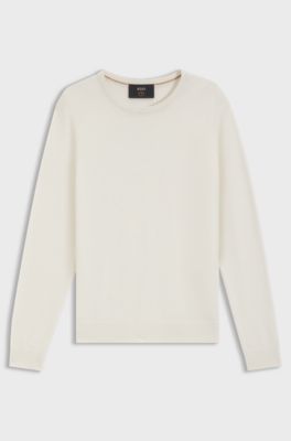 Regular-fit sweater in cashmere, Natural