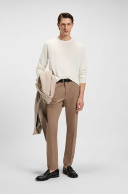 Regular-fit sweater in cashmere, Natural