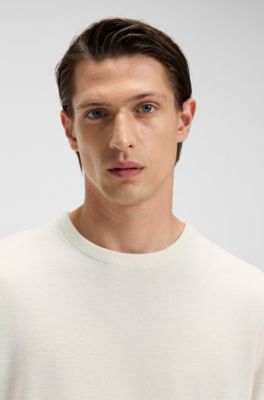 Regular-fit sweater in cashmere, Natural