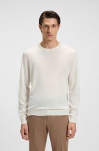 Regular-fit sweater in cashmere, Natural