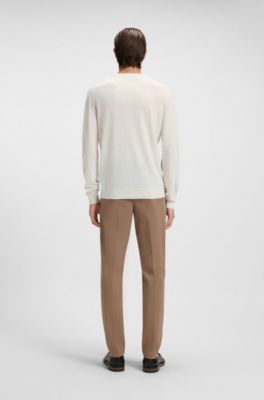 Regular-fit sweater in cashmere, Natural