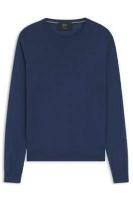 Regular-fit sweater in cashmere, Dark Blue