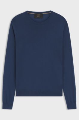Regular-fit sweater in cashmere, Dark Blue