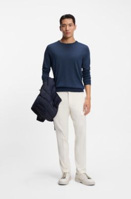 Regular-fit sweater in cashmere, Dark Blue