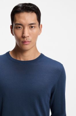 Regular-fit sweater in cashmere, Dark Blue