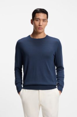 Regular-fit sweater in cashmere, Dark Blue