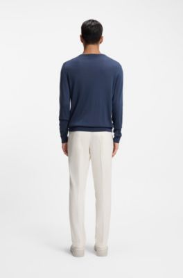 Regular-fit sweater in cashmere, Dark Blue