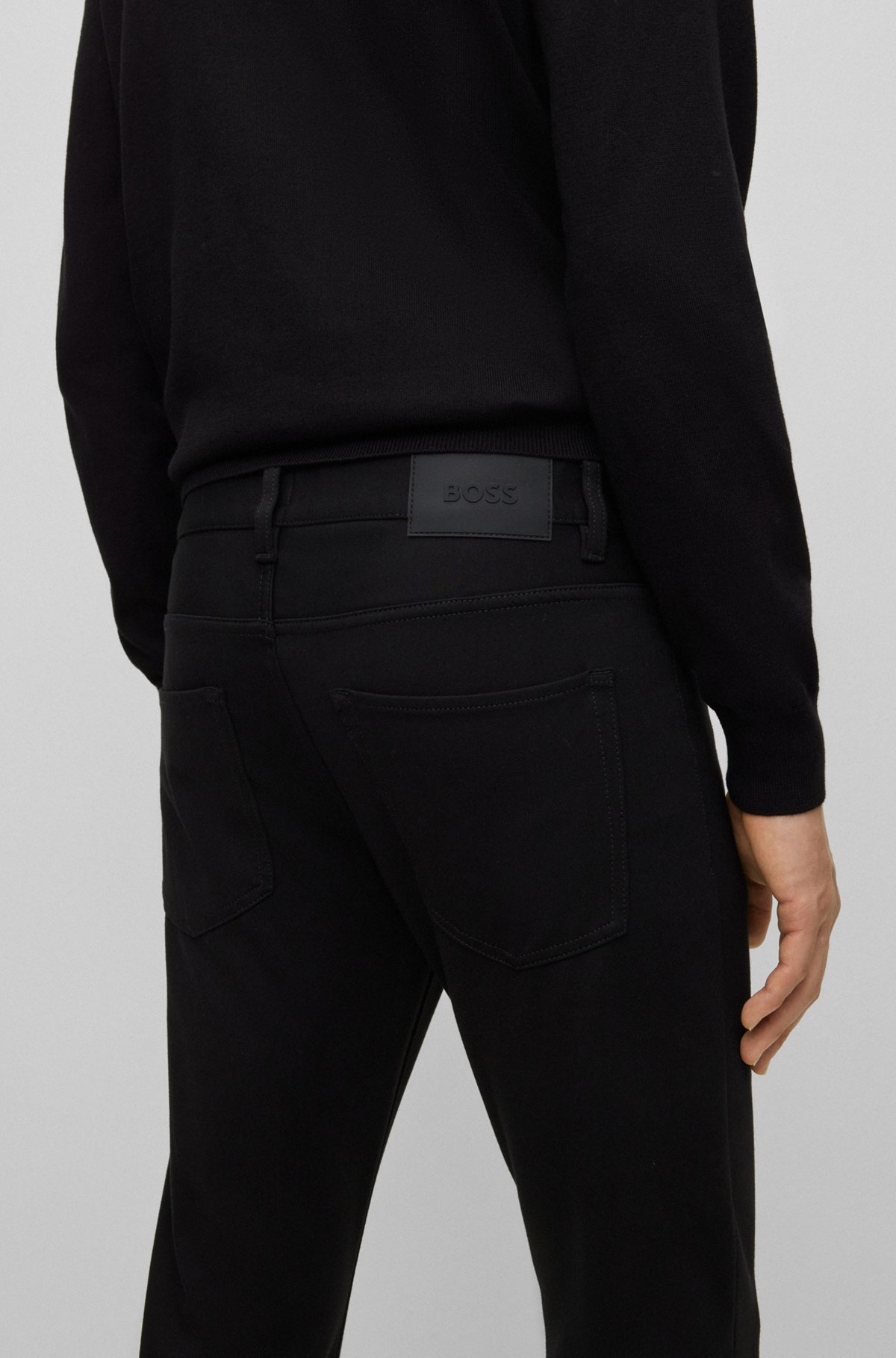Slim-fit jeans in anti-wrinkle stretch jersey, Black