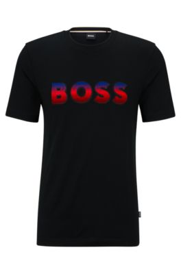 BOSS Cottonjersey Tshirt with degradé logo